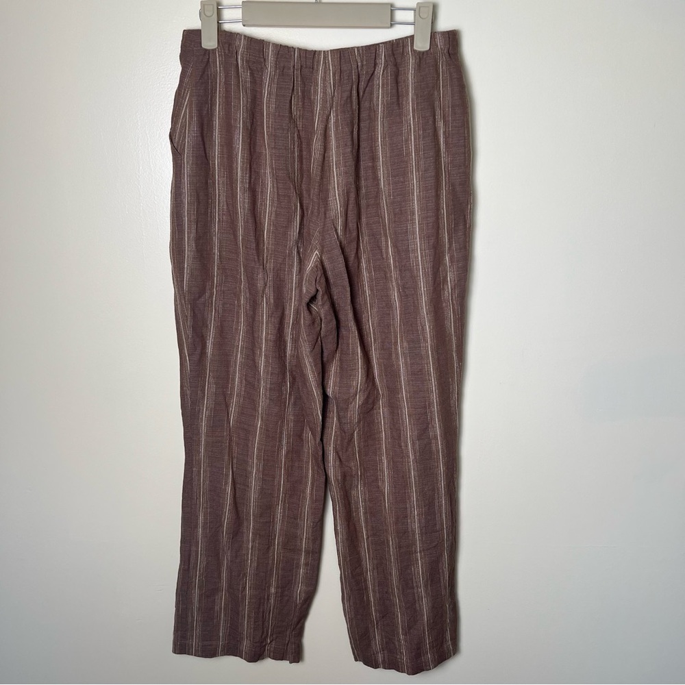 Pendleton Women’s Linen Blend Brown Tie Front Pants Straight Leg Flowy Petite 4 - Picture 5 of 8